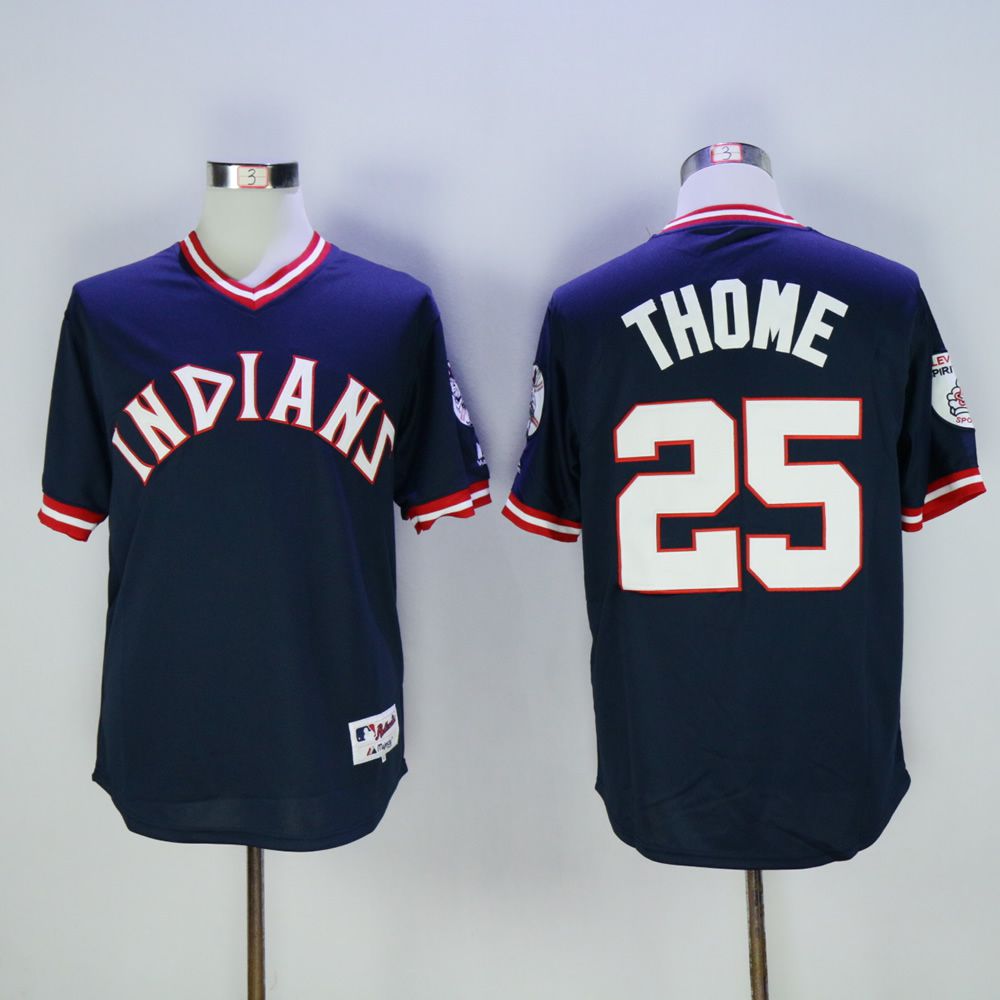 Men Cleveland Indians 25 Thome Blue 1976 MLB Jerseys